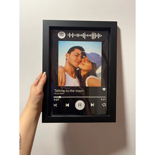 Quadro Spotify com Moldura - Personalizado com foto, Música e QR CODE da Música ou Playlist - Natal, Dia das mães / Dos Pais, Presente Dia dos Namorados, Aniversário