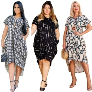 Vestido Mullet Estampado Com Bolso Tam. G e G2 Plus Size