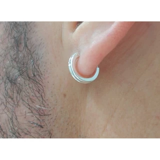 Brinco argola masculina e feminina de prata legítima 12 mm
