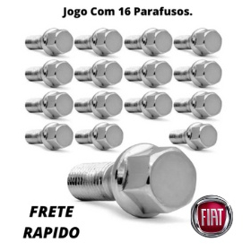 Jogo 16 parafuso Cromado Roda Fiat Uno Strada Palio Punto