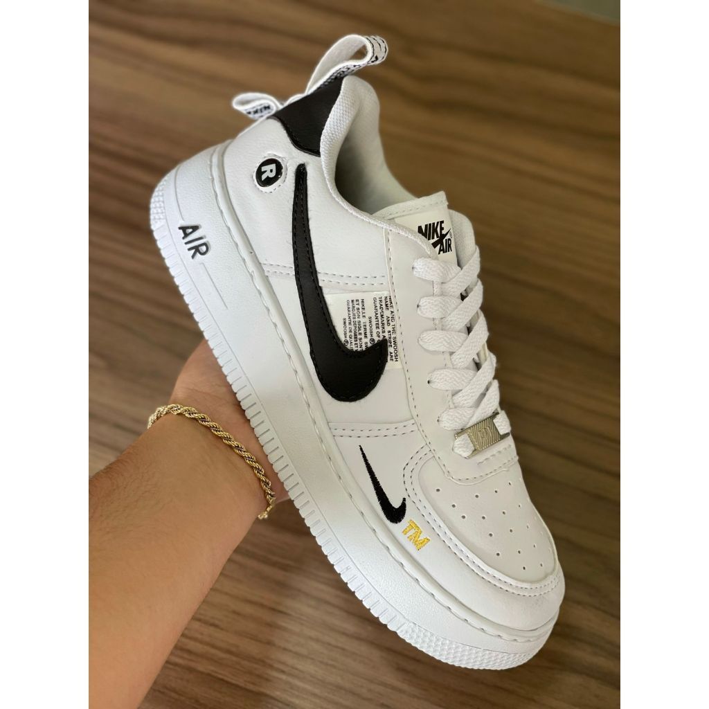 Tenis Feminino Force Branco E Preto Ao Tamanho Especial Masculino Casual Direto Da F Brica