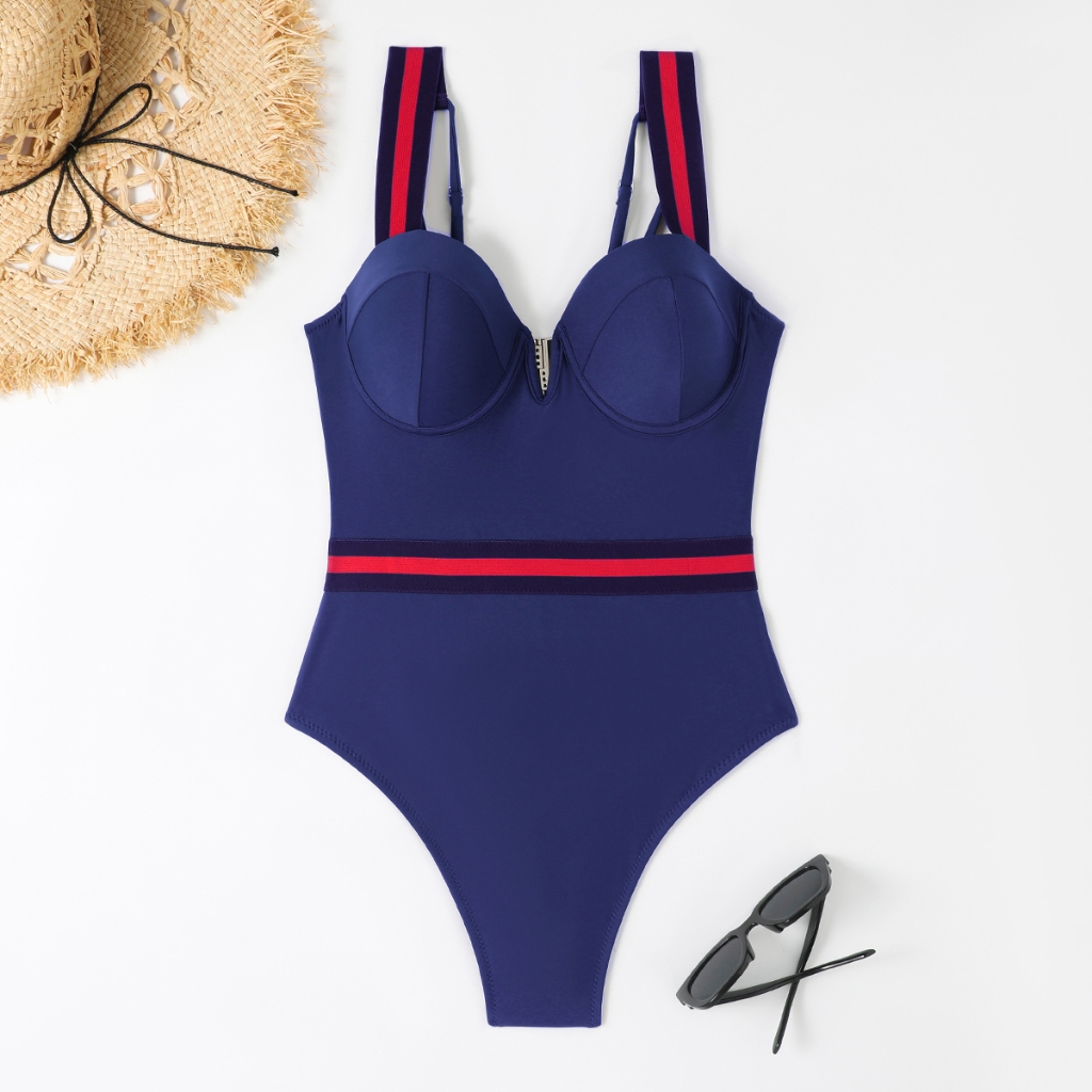 Maiô Feminino De Uma Peça Sexy Maiô Preto Recorte Faixa xx88