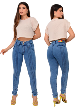 CALÇA BOMBACHA JEANS COM LYCRA