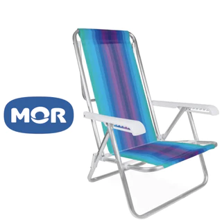 Cadeira De Praia Reclinavel Alumínio Alta Piscina 8 Posições Mor Ajustável
