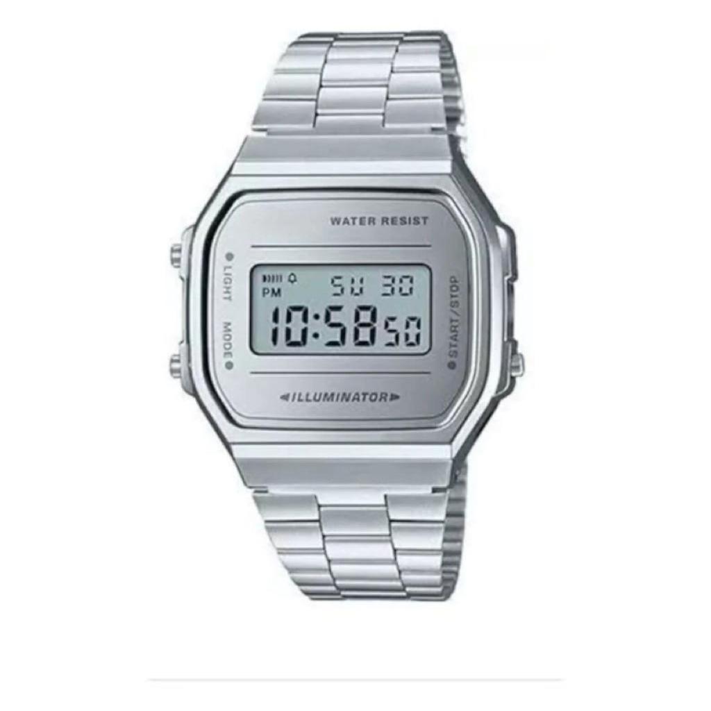 Relógio Cássio Retrô PRATA/BRANCO Wr Digital Led Unissex Eletronic Vintage