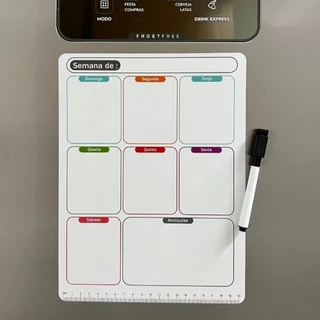 Ima De Geladeira Lembrete Organizador Calendário Mensal Semanal Planejamento Magnético Multiuso Universal