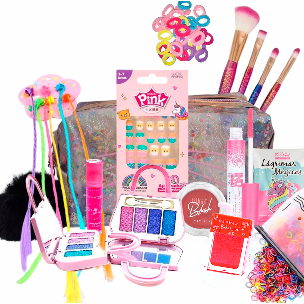 Brinquedo Infantil Kit Maquiagem para Boneca Little Beauty BAR-14222 -  Maquiagem Virtual