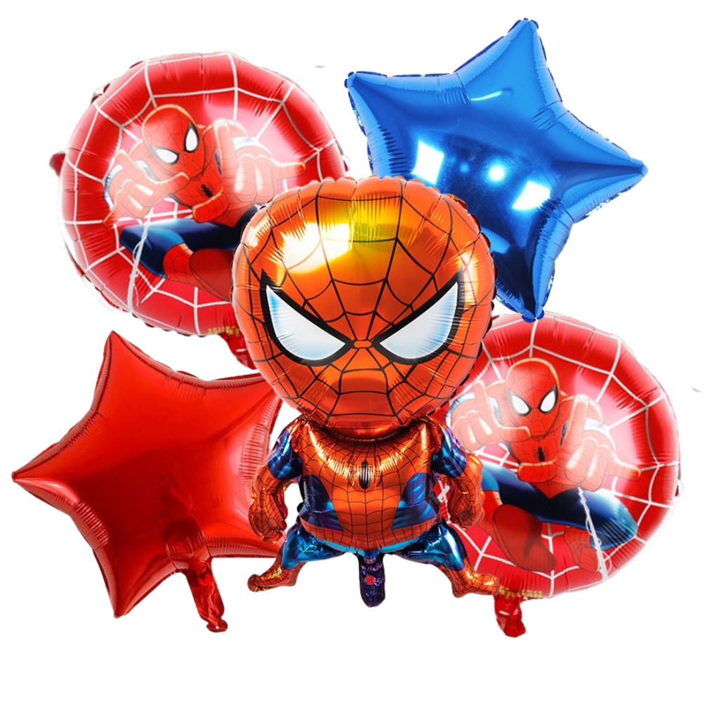 Kit 5 Balão Homem Aranha Marvel + Balão Redondo+ Estrela Metalizados ...