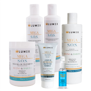 Kit Mega S.O.S Tratamento Shampoo + Condicionador + Leave-in + Defrizante + Reparador + Máscara de Hidratação 1kg Lumex