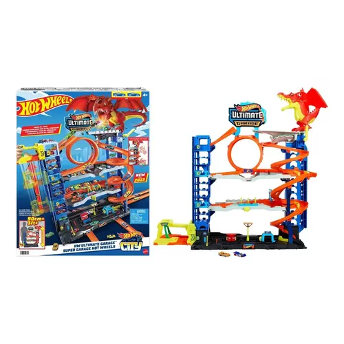 Hot Wheels - Pista de carros de brinquedo com garagem definitiva e