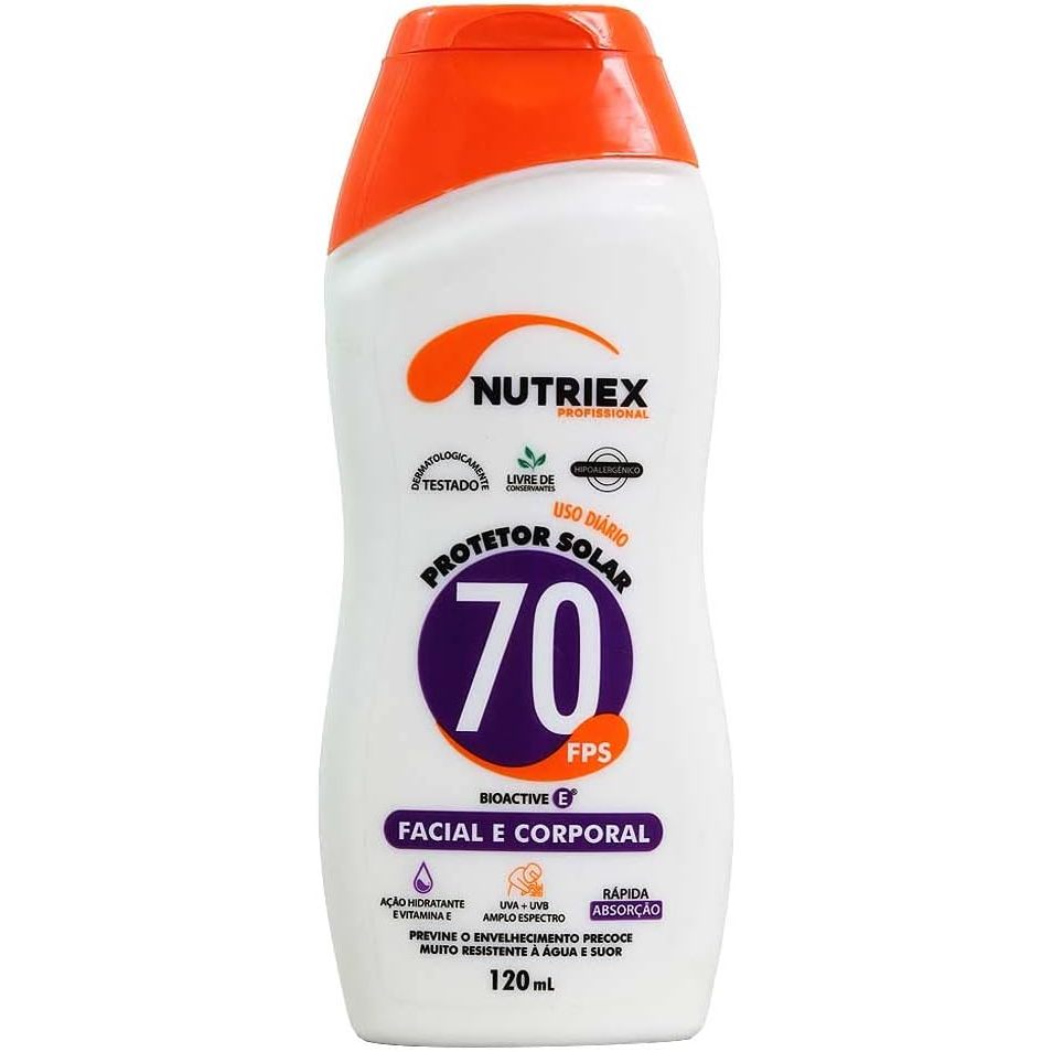 Protetor Solar Fps 70 Facial E Corporal Nutriex 120ml