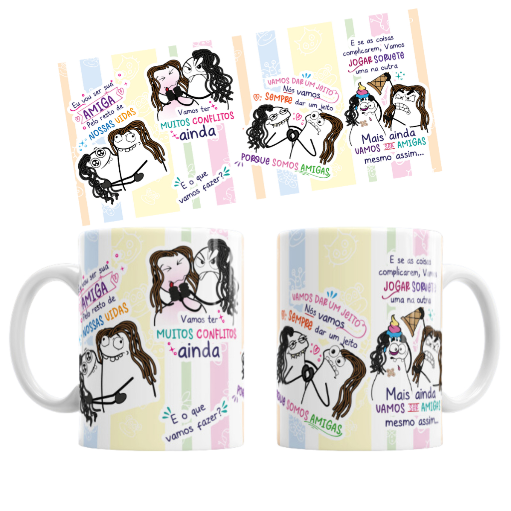 Caneca Porcelana Flork Amigas - Eu vou ser sua amiga pelo resto das nossas vidas!