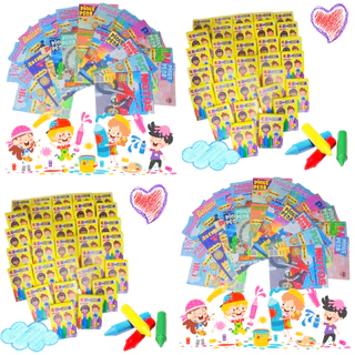 Kit 15 Revistinha Livro de Colorir + 15 Cx Giz de Cera Mini 5 Cores P/ Kit Festa Lembrancinha