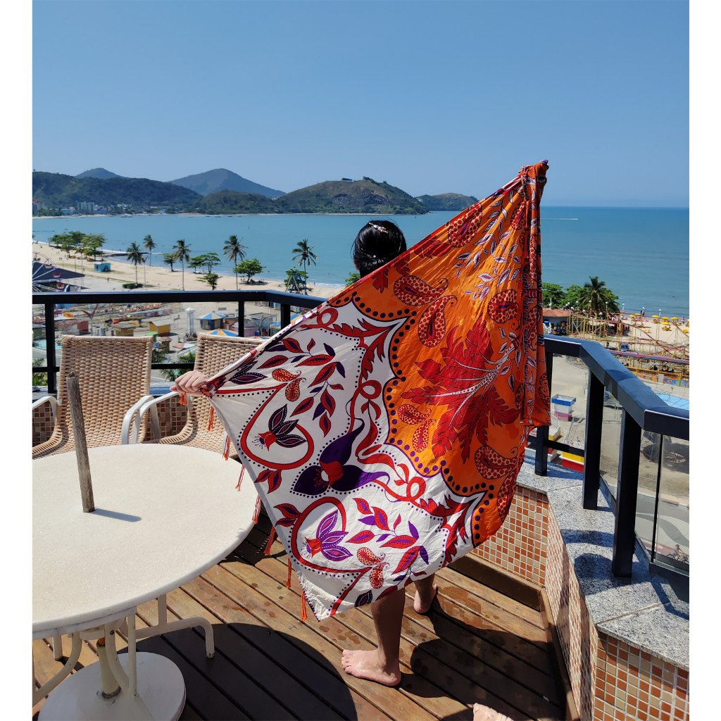 Canga De Praia Viscose Estampada 100 X 150cm Moda de Praia