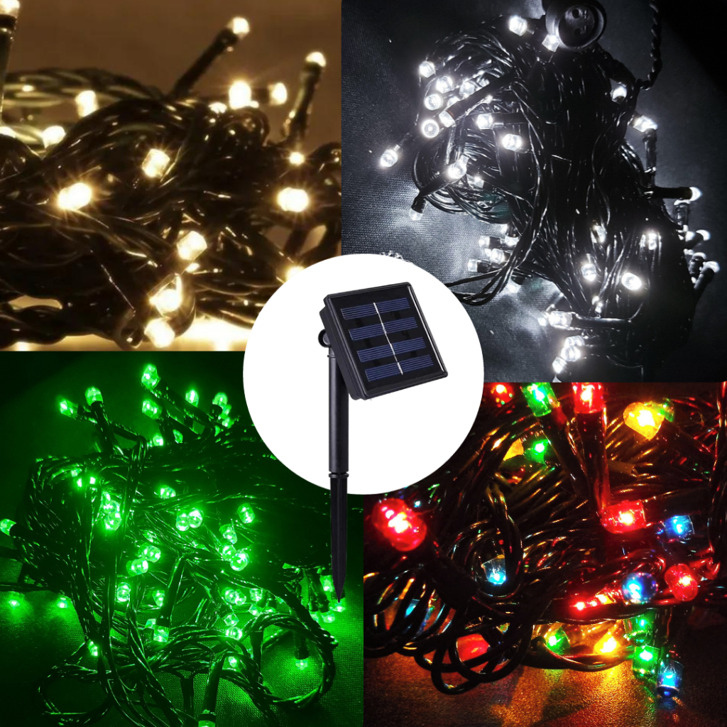 Pisca Pisca Led Branco Frio Colorido Verde 100 LEDS 10MT Carregador Solar MIMI