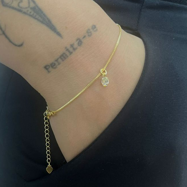 Pulseira Feminina Ponto de Luz Banhado Ouro 18k