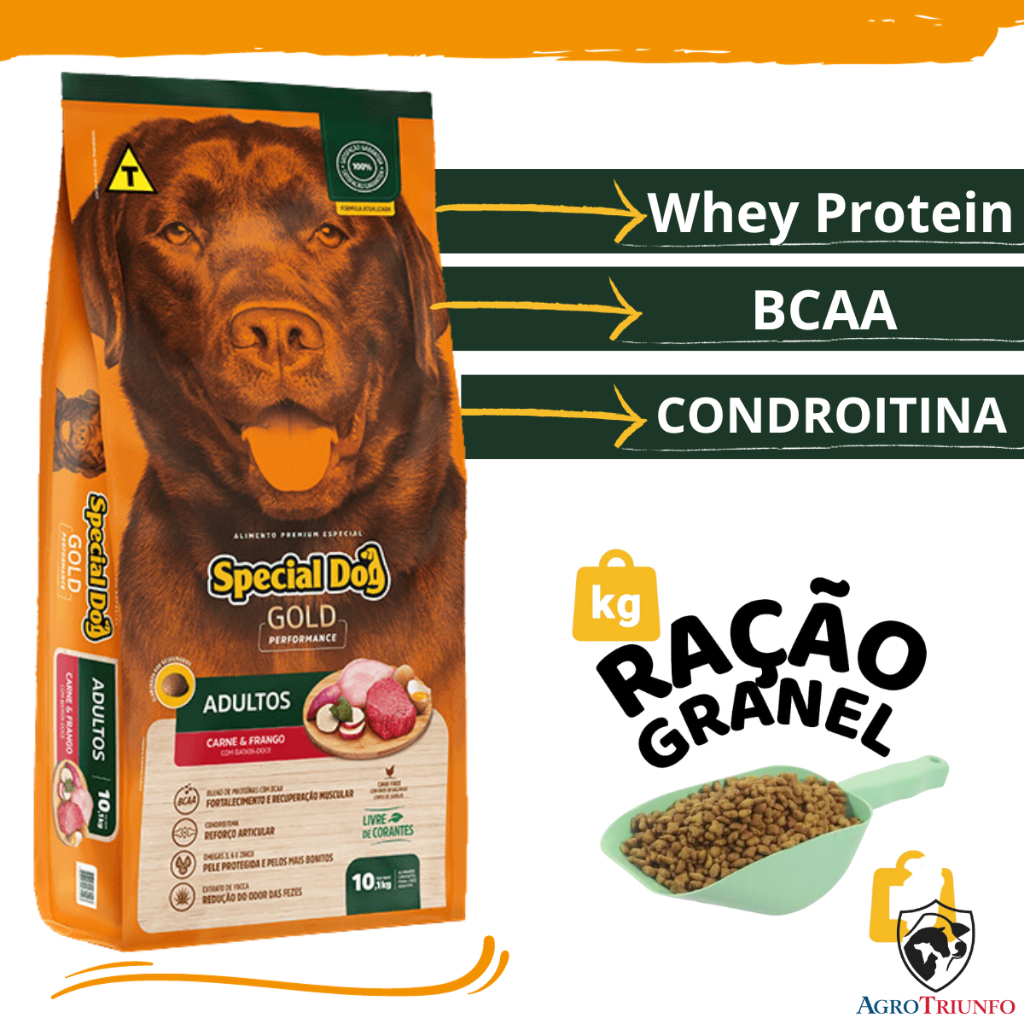 Special Dog Gold Performance – Granel 1kg Ração para cachorros com Whey Protein, BCAA, CONDROITINA. Pitibull
