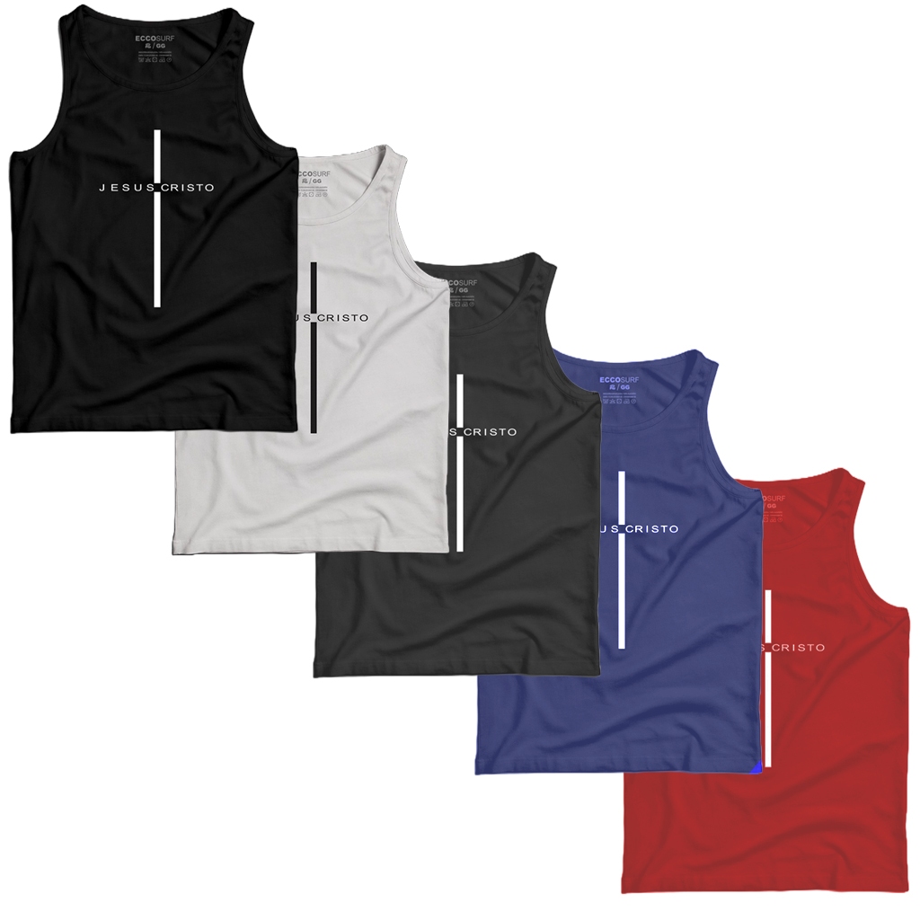 REGATA MASCULINA ESTAMPA EVANGÉLICA 100% ALGODÃO MALHA 30.1