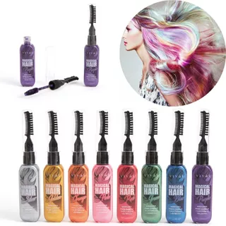 Tinta da Alegria Cabelos Coloridos Temporária Lavável Magical Hair Maquiagem Vivai