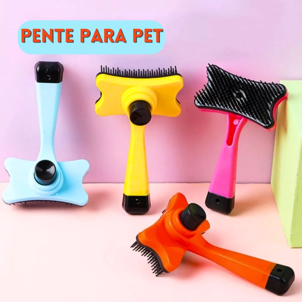 Escova Removedora de Pelos Para Gatos Cachorro Pet Automática Com Botão XUXU BELEZA