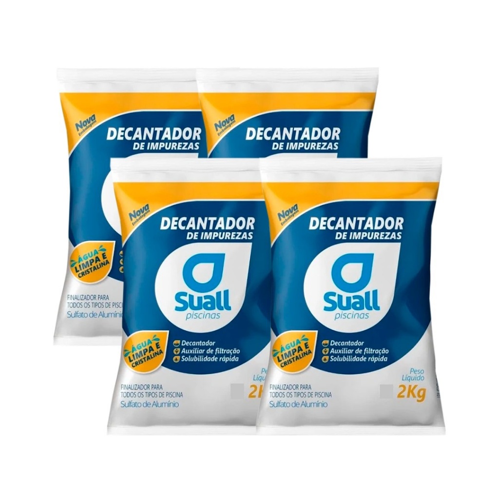 Sulfato De Aluminio Suall 2kg Decantador Piscina Kit 4 Unid