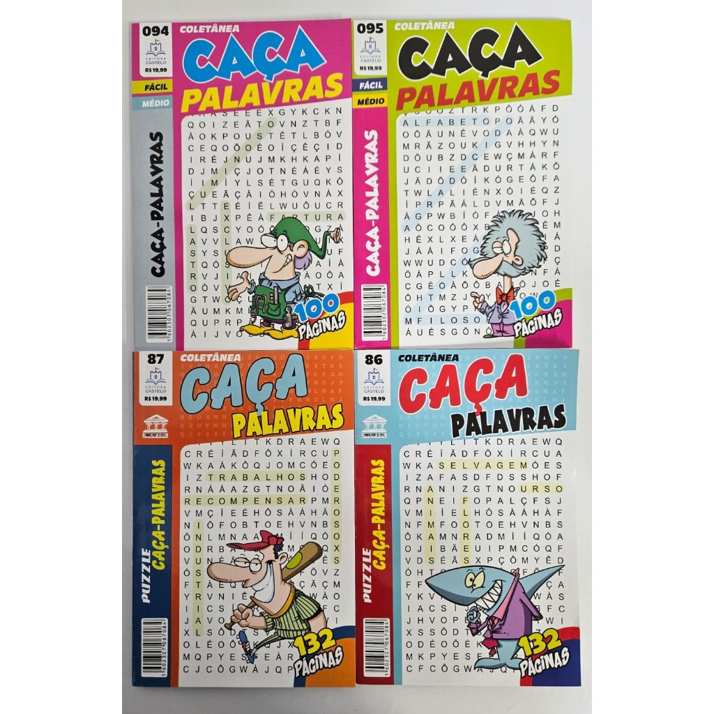 Box com 6 Revistas Coquetel - Caça Palavra Busca Fácil
