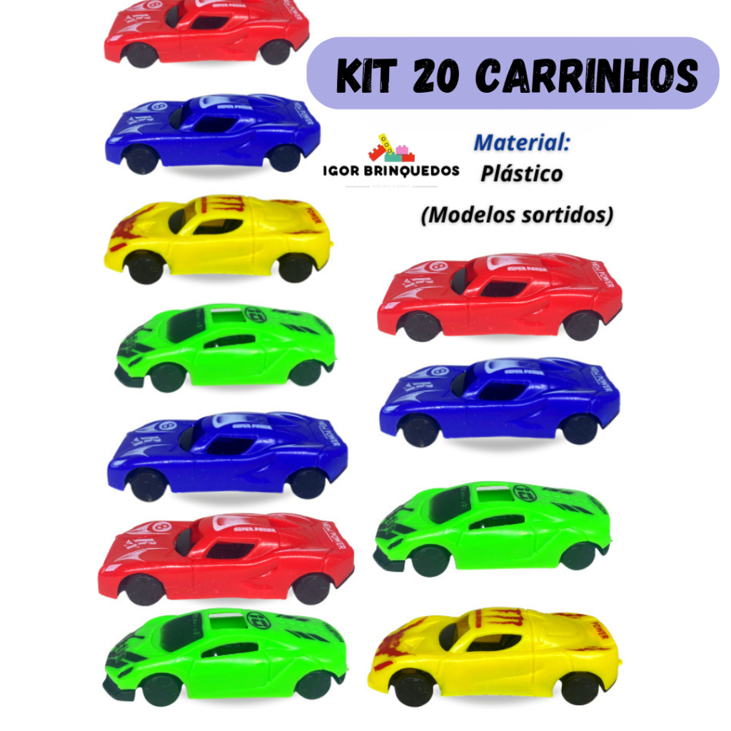 KIT 20 Carrinhos de brinquedo de plástico mini para crianças! | Shopee ...