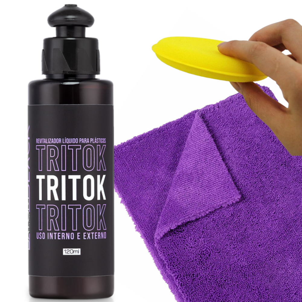 Kit Revitalizador de Plastico Tritok Batom Black 1 Toalha microfibra 1 ...