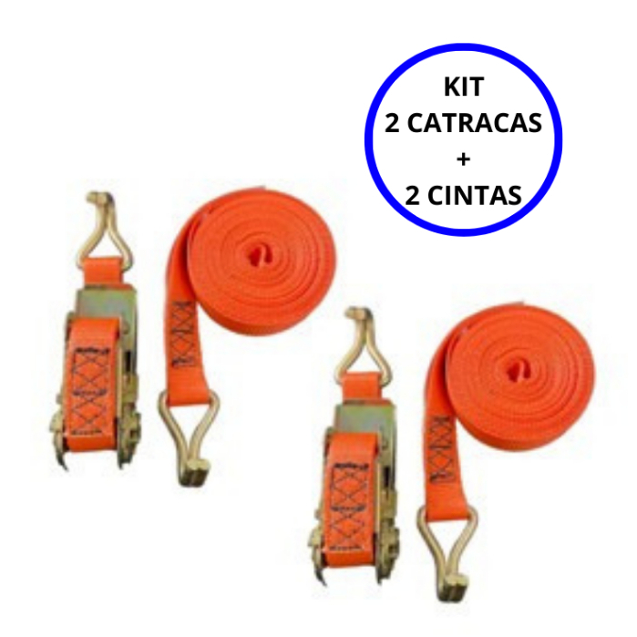 Kit 2 Catraca + 2 Cintas de Carga 4,5m Para Amarração