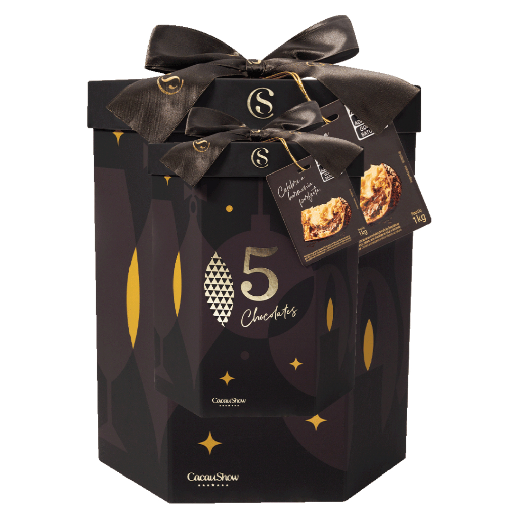 Panetone Cacau Show Premium 5 Chocolates 1kg | Shopee Brasil