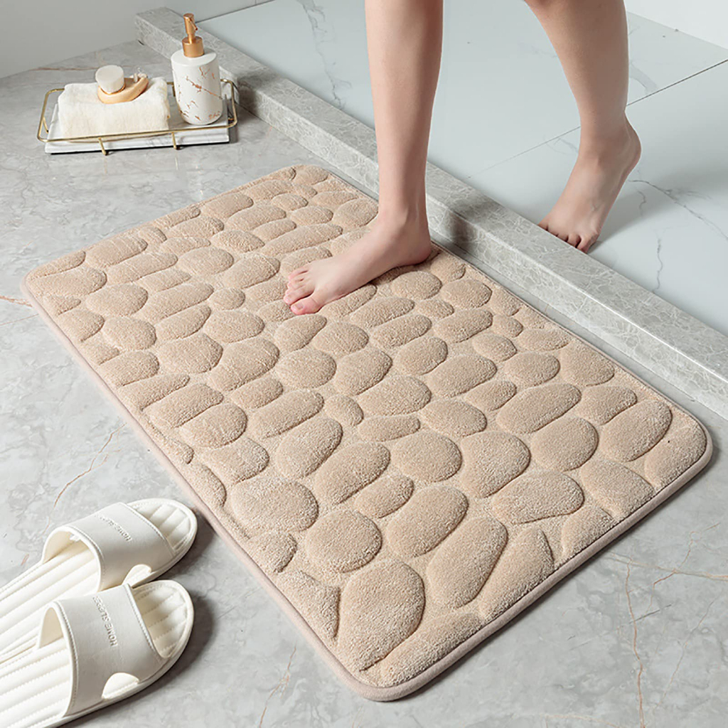Imagem do produto Tapete de banheiro decoração em relevo de paralelepípedos tapetes antiderrapantes em lavatório banheira, tapete de chão 7