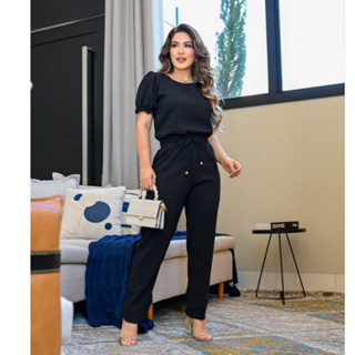 Conjunto Feminino Casual Elegante Blusa Calça Tecido em Linho de Algodão Alfaiataria Confortável Roupa Feminina Promoção Exclusiva