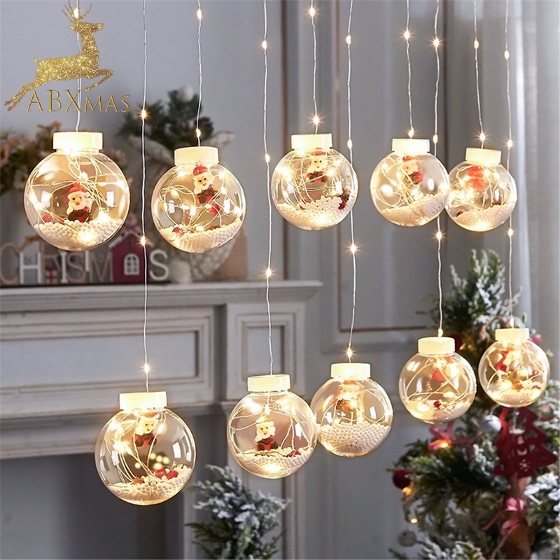 Pisca Pisca Natal 10 Bolas Super Led 3 Metros 8 Modos Bolinha Neve Janela Porta Jardim Festa Fim de Ano