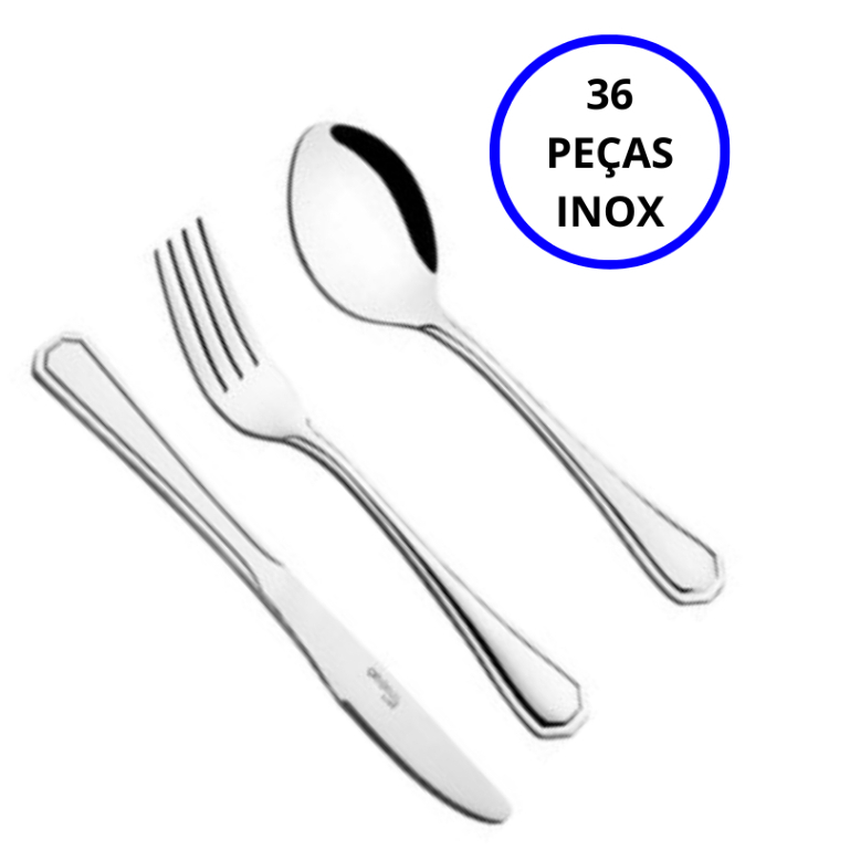 Conjunto Jogo de Sobremesa Inox 18 peças Taças 125ml Pires Colher