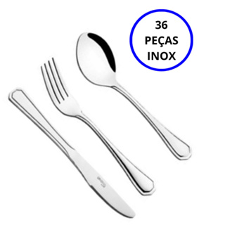 Conjunto Jogo de Sobremesa Inox 18 peças Taças 125ml Pires Colher Zanella  Perfectha