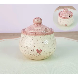 Açucareiro Rosa Granilite Heart Bege