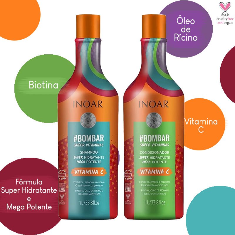 Inoar Kit #Bombar Shampoo 1L + Condicionador 1L | Shopee Brasil