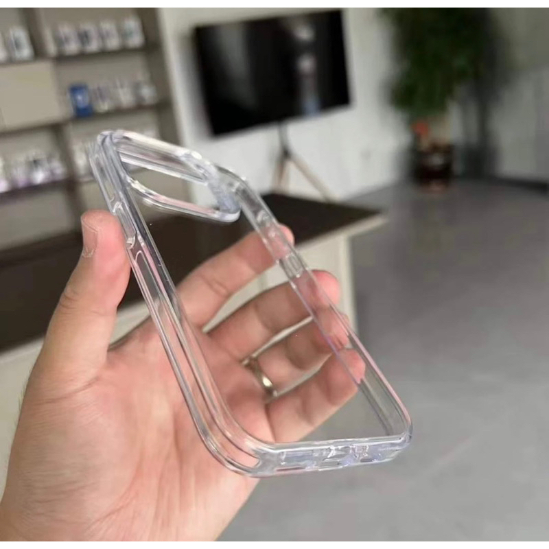 Capa Crystal 100% Acrílico Antipacto Transparente Resistente Para IPhone com alto relevo na câmera 11/12/12pro/13/13PRO/13promax/14/14pro/14promax/15/15PRO/15PROMAX