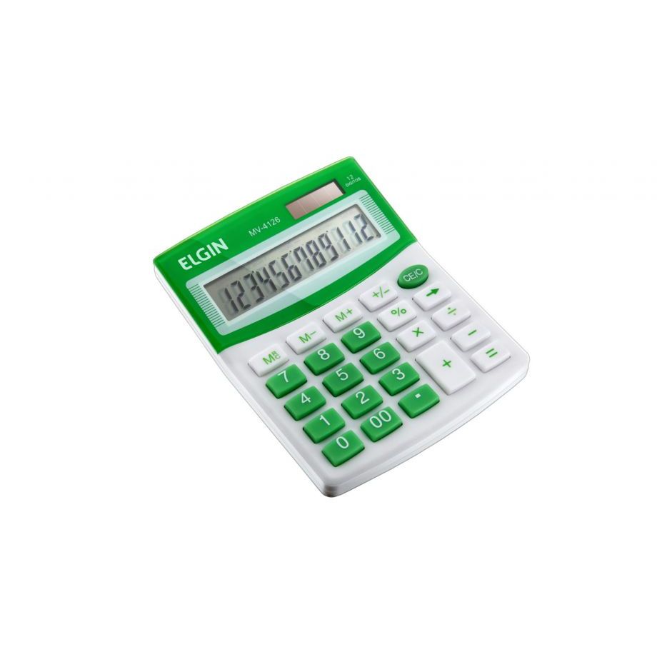 Calculadora De Mesa Escritório 12 Dígitos Solar MV 4126 Verde Elgin ...