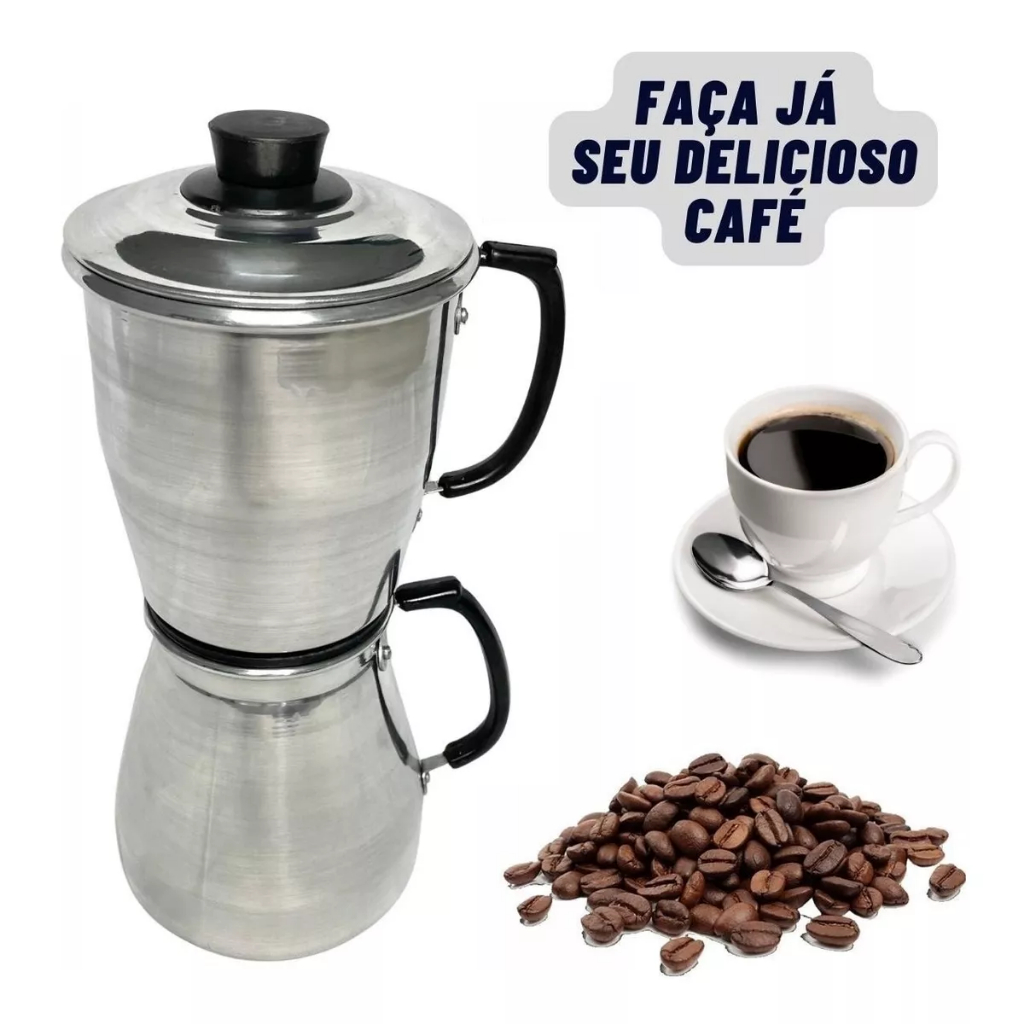 Cafeteira Económica 1L Alumínio Polida (Certificada INMETRO)