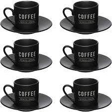 Jogo Xicaras Cafe Expresso De Porcelana 80 Ml Preto