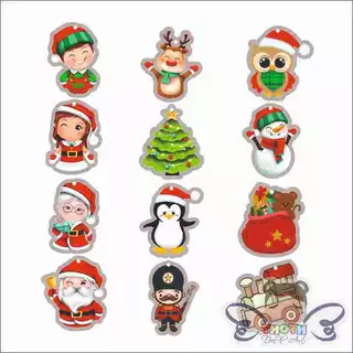 Enfeites de árvore de Natal 12 tags, decoração, casa, festas, natalinos em mdf, com cordão.