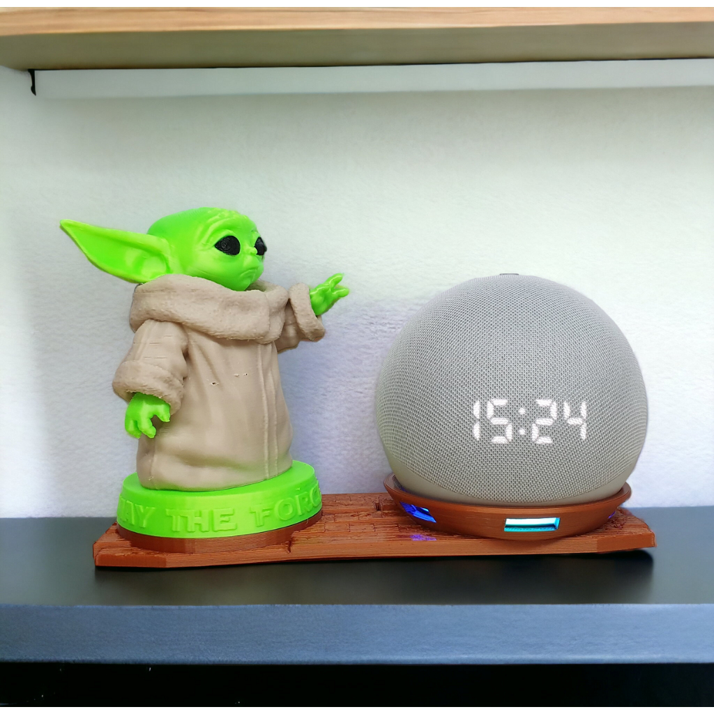 Suporte Alexa Echo Dot 4 ou Echo Dot 5 Baby Yoda Star Wars Mandalorian - Presente, decoração