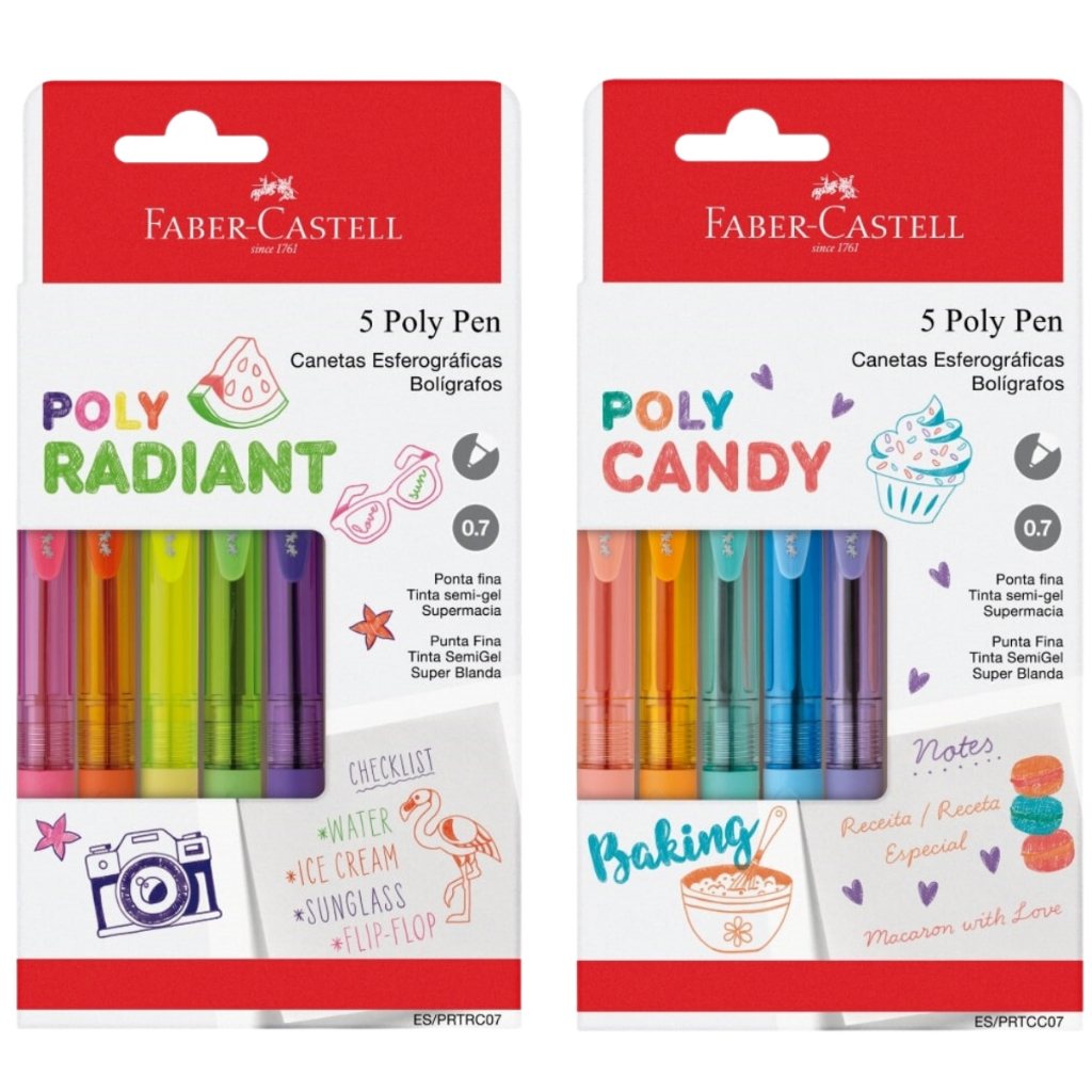 Caneta Esferográfica Poly Pen 0.7 Faber Castell - 5 Cores ( ESCOLHA O MODELO )