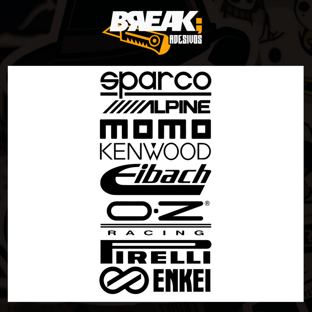 Adesivo Kit Carro Tuning Marcas para Vidro Traseiro