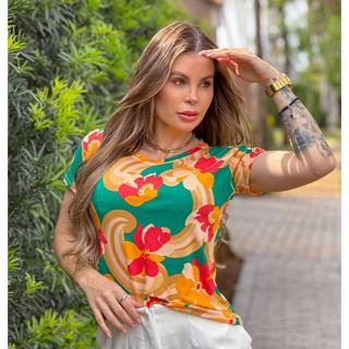 T-shirt Feminina Tigre colorido – Laranja – Moda Kasual