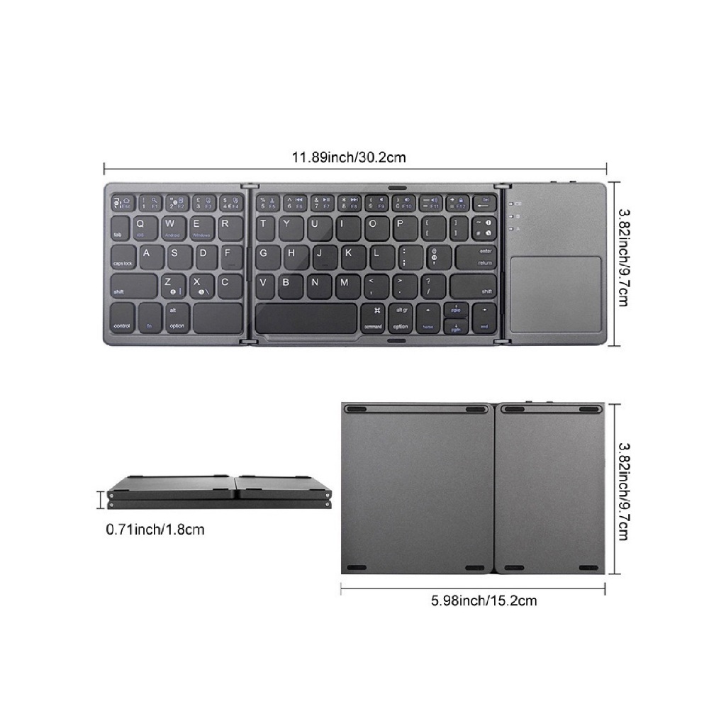 Mini Teclado Avatto Touch Dobrável Bluetooth Android Pc Ios