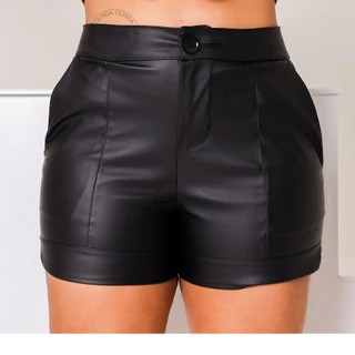 Short Couro Fake Feminino Plus Size
