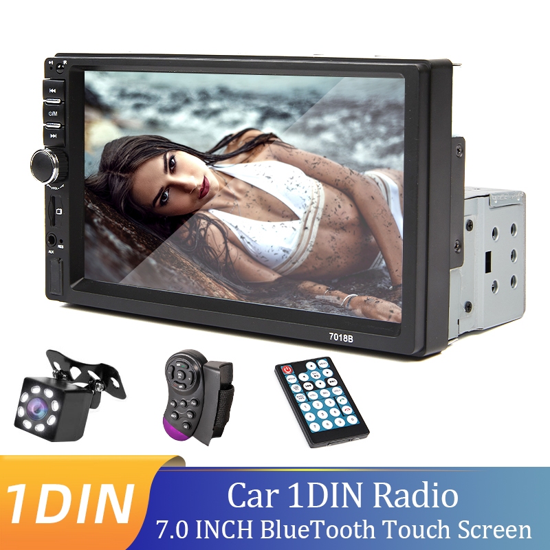 Central Multimídia Automotiva 1 Din 7 Inch MP5 Bluetooth Com Tela Sensível Ao Toque USB/AUX/TF Mirrorlink