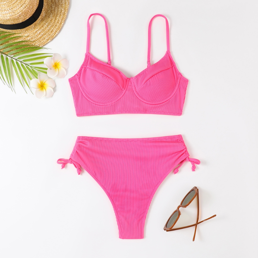 Biquíni Cropped Com Bojo de Cintura Alta Liso Preto xx116